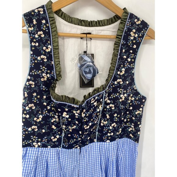 Glory Star Women's Dress LARGE Floral Plaid Check Sleeveless Zip Fit Flare NWT - Picture 4 of 7